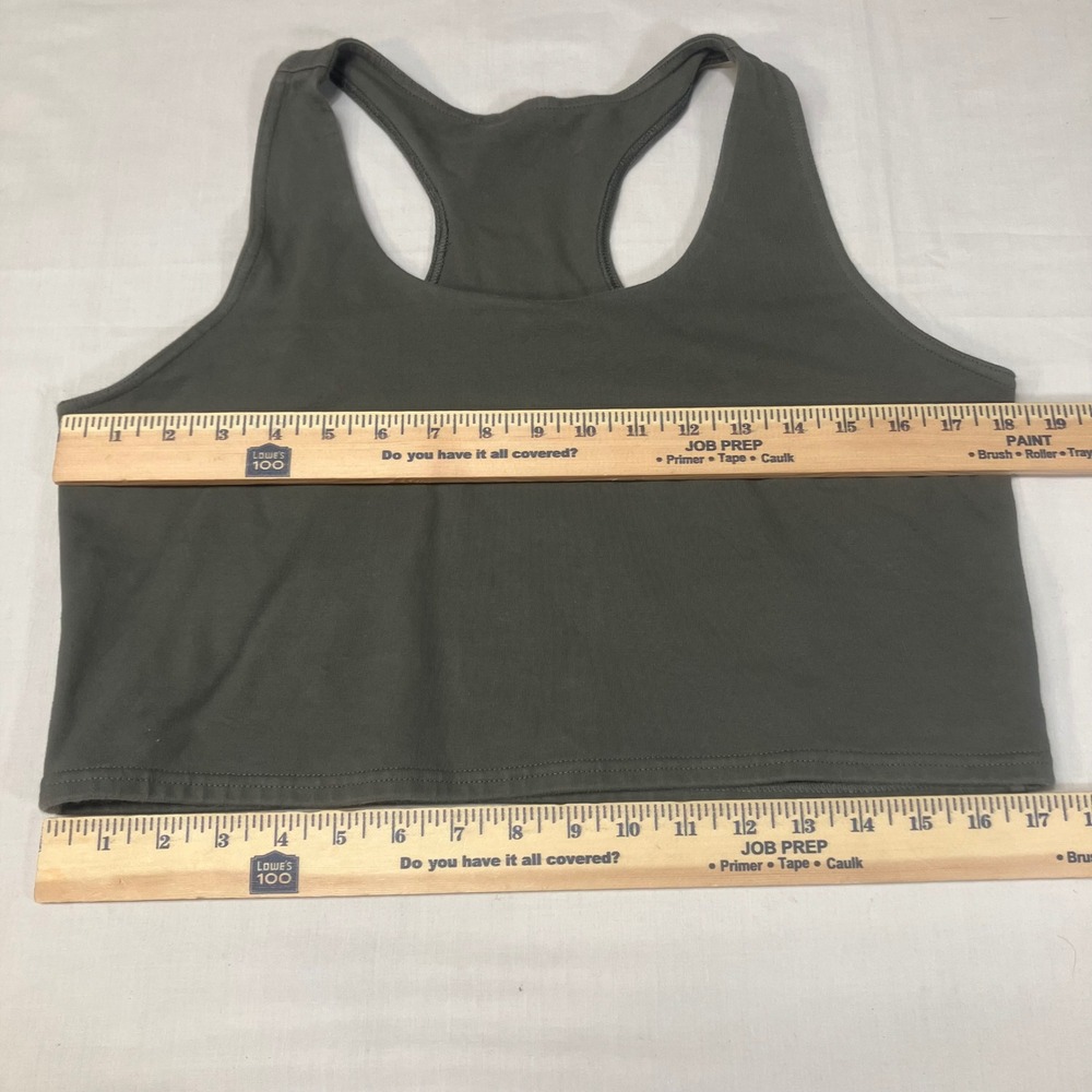 Pact Organic Cotton Racerback Crop Top Olive Green XL Stretch Activewear Tank - Picture 4 of 6